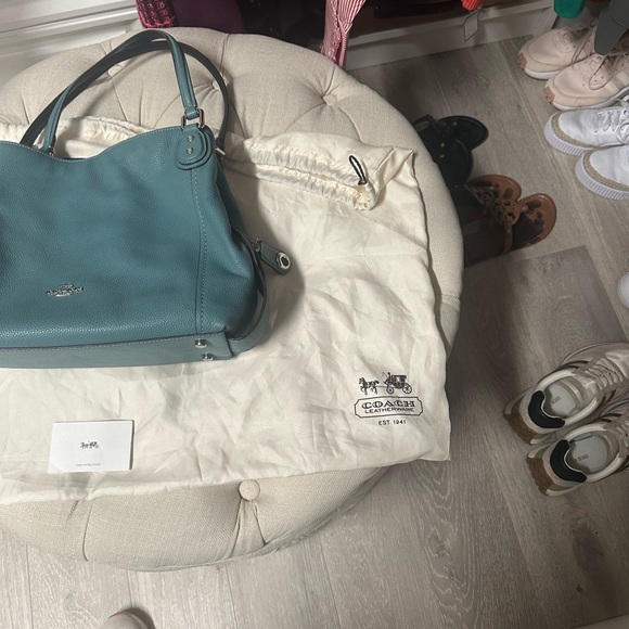 Coach Edie Teal Leather Women's Bag - Picture 9 of 9